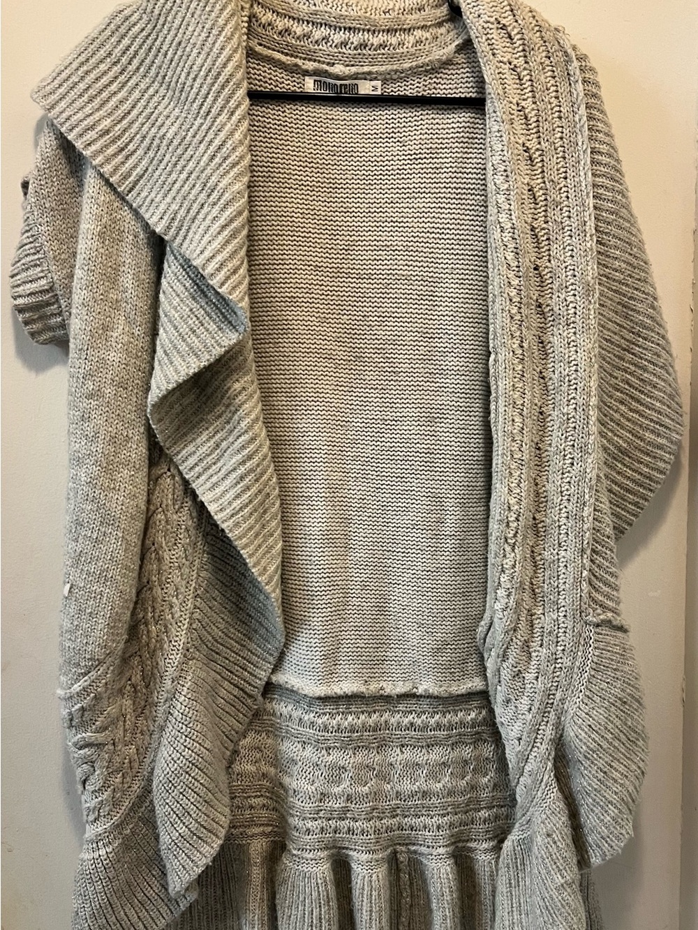 Anthropologie Cable-Knit Open-Front Cardigan - Light Gray
